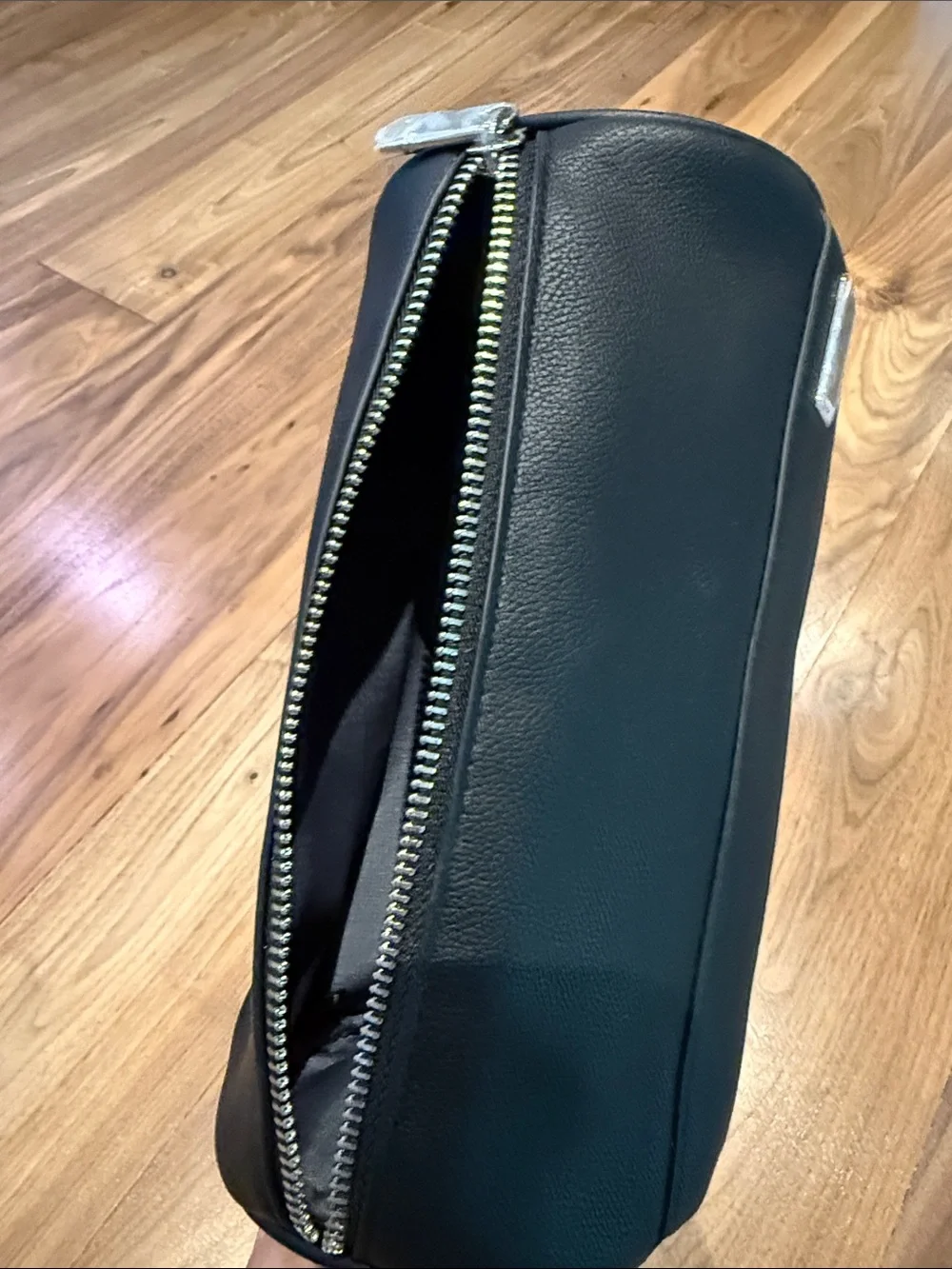 Tumi Black Leather Men's Toiletry Kit with Silver Hardware